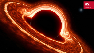 Picture of a star being eaten by a black hole