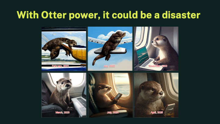 Ethan Mollick’s otter evolution showing AI image generation improving from 2022 to 2024